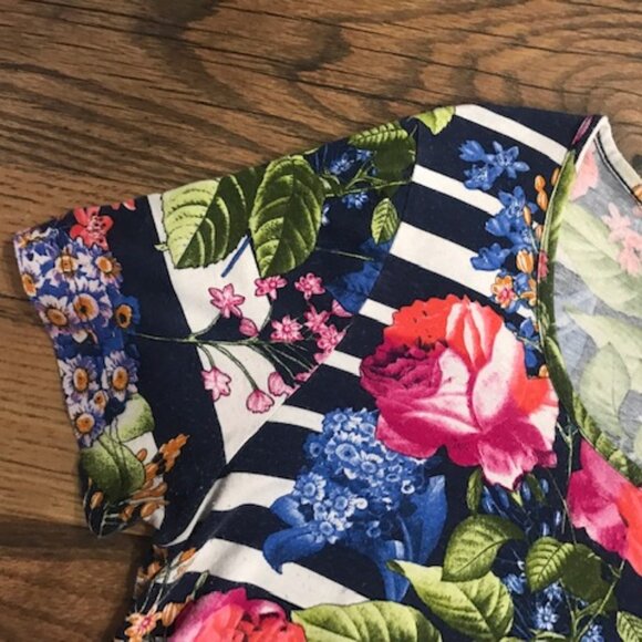 European Vibrant Floral and Stripe Blouse - Soft - Picture 2 of 6